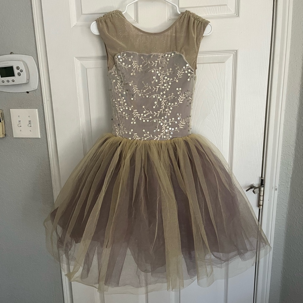 Weissman Gold and Cream Floral Dress